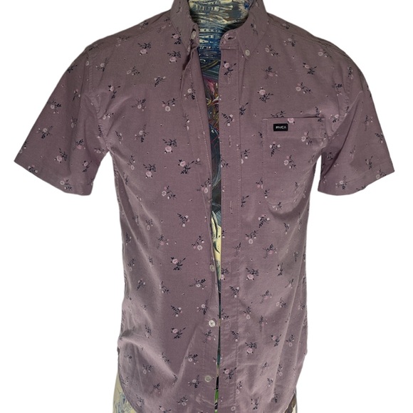 RVCA Men’s short sleeve Rose Button Up Slim Fit Medium - Picture 3 of 8